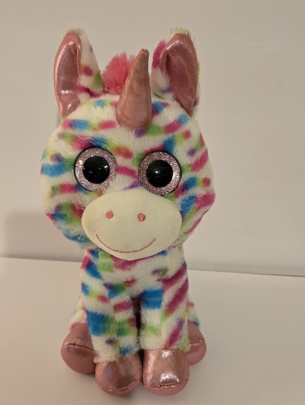 Hug Fun Colorful Unicorn Plush 12" Stuffed Animal Big Eyes Multicolor